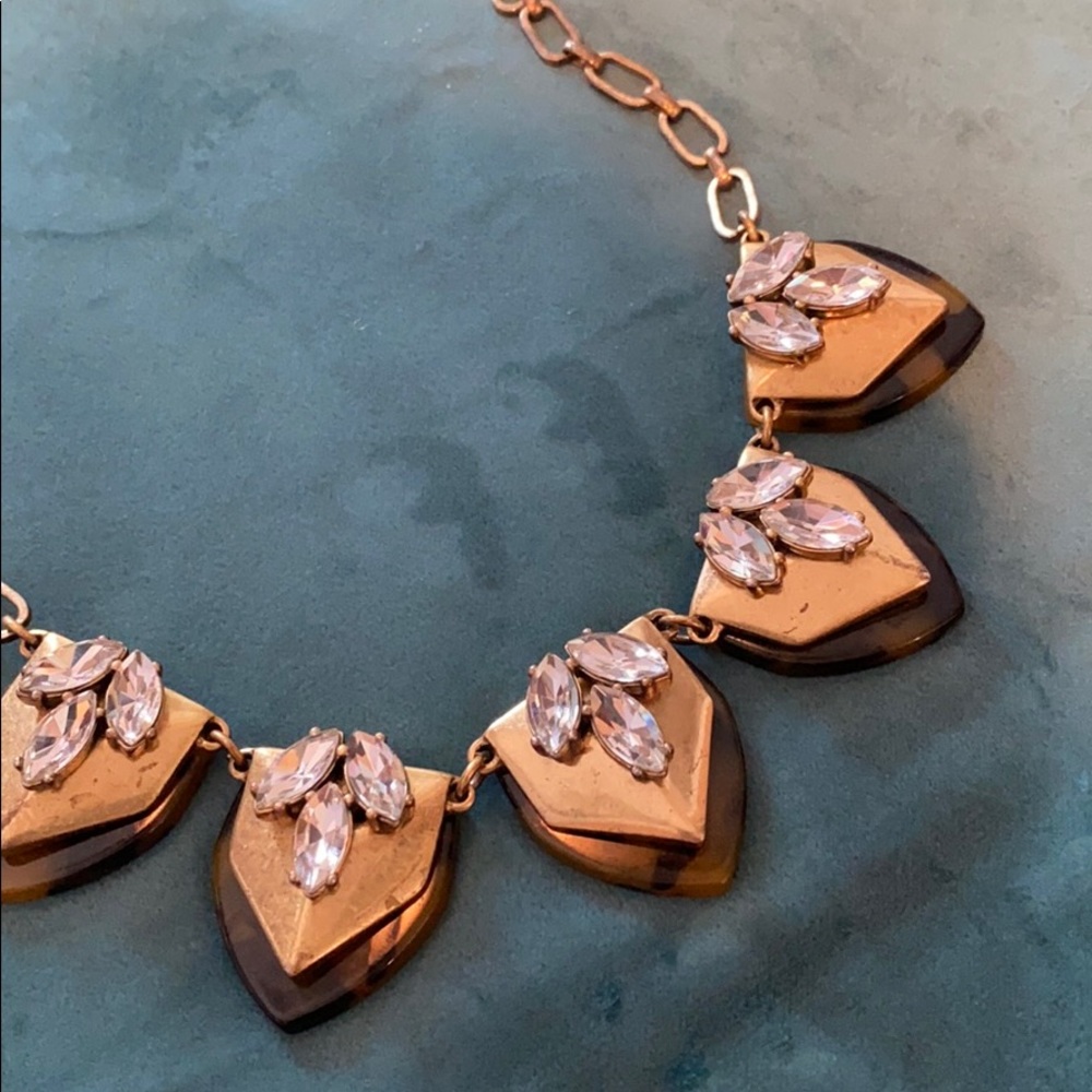 Jcrew Tortoise And Crystal Statement Necklace - image 3